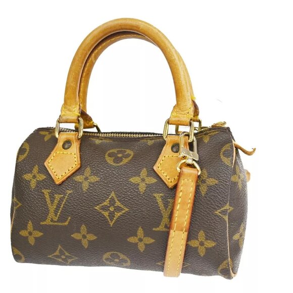 LOUIS VUITTON Mini Speedy 2Way Hand Bag Monogram Leather Brown M41534 17YE066 - Picture 1 of 16